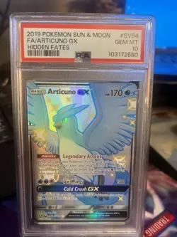 Pokemon TCG Articuno GX Hidden Fates Holo PSA 10 SV54/SV94 Full Art Ultra Rare - Image 1