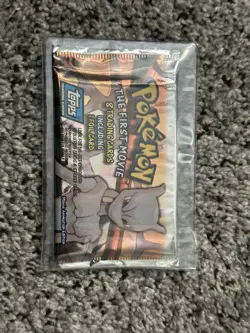 Pokemon Topps The First Movie Sealed Unopened Booster Pack Blue Logo - Image 1