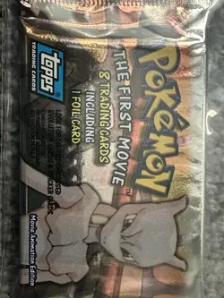 Pokemon Topps The First Movie Sealed Unopened Booster Pack Blue Logo - Image 3