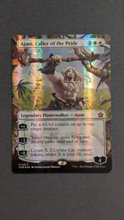 Ajani, Caller of the Pride (Borderless) Foundations MANA FOIL NM #417 - Image 1