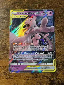 Pokemon TCG Mewtwo & Mew GX 71/236 Sm-Unified Minds Tag Team Holo Ultra Rare - Image 1