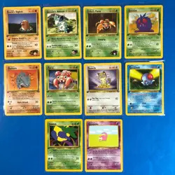 1st Edition LOT of 10 Vintage Pokemon cards Jungle, Meowth, Paras, Venonat, - Image 1