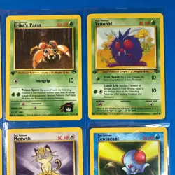 1st Edition LOT of 10 Vintage Pokemon cards Jungle, Meowth, Paras, Venonat, - Image 3