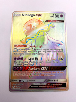 Pokemon Card - Nihilego GX 114/111 S&M Crimson Invasion *NM* Rainbow Rare - Image 1