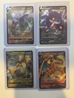 Pokemon TCG Lot Of 4 V Cards- Charizard Gengar Dragonite And Aerodactyl All NM - Image 1
