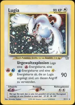 2001 Pokemon GERMAN Unlimited Neo Genesis Lugia Holo 9/111 EX - Image 1