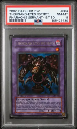 YuGiOh Thousand-Eyes Restrict 2002 Ultra Rare 1st First Edition # PSV-084 PSA 8 - Image 1