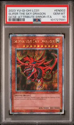 Yu-Gi-Oh! "Slifer The Sky Dragon" [PSA 10] QCScR - LC01-EN002 - Attribute Error - Image 1