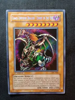 YuGiOh Chaos Emperor Dragon Envoy of the End IOC-000 1st Edition Secret Rare LP - Image 1