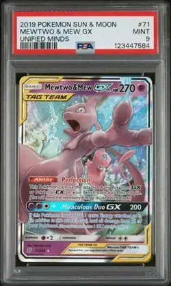 Mewtwo & Mew GX (71/236) - 2019 Pokemon TCG: Unified Minds PSA 9 MINT - Image 1