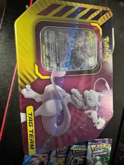 Pokemon Trading Card : Mewtwo & Mew GX Tag Team Tin (Brand New Factory Sealed) - Image 2