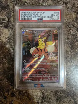 2023 POKEMON JPN SV-P PROMO #098 DETECTIVE PIKACHU PSA 10 - Image 1