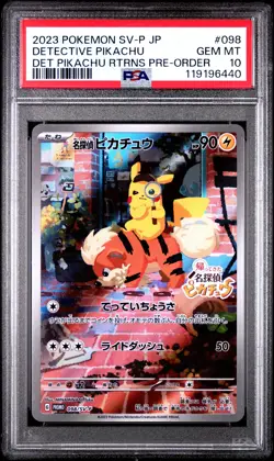 2023 POKEMON JPN SV-P PROMO #098 DETECTIVE PIKACHU PSA 10 - Image 1