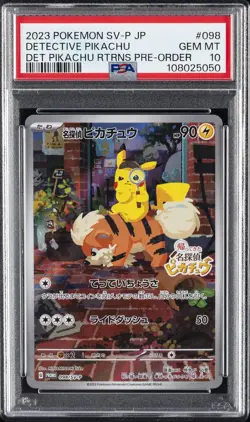 2023 POKEMON JPN SV-P PROMO #098 DETECTIVE PIKACHU PSA 10 - Image 1