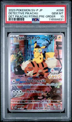 2023 POKEMON JPN SV-P PROMO #098 DETECTIVE PIKACHU PSA 10 - Image 1