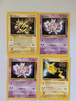 Pokemon TCG 4 Black Star Promos Mewtwo Pikachu Electabuzz Movie Vintage 1999 - Image 1