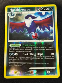 Honchkrow Lv 42, 10/123 Holo Rare DP Mysterious Treasures Pokemon Card TCG MP - Image 1