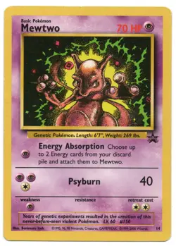 P14 Mewtwo Pokemon Card - 14 Non Holo Foil - Rare Black Star Promo - Image 1