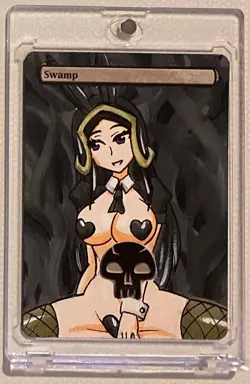 SWAMP - BASIC LAND (ANIME GIRL) MTG LILIANA Hand Painted Altered Extended Art - Image 1