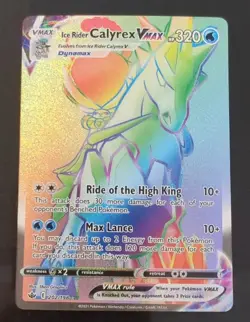 🔥Pokemon Ice Rider Calyrex VMAX Secret Rare Rainbow Chilling Reign Foil 202 - Image 1