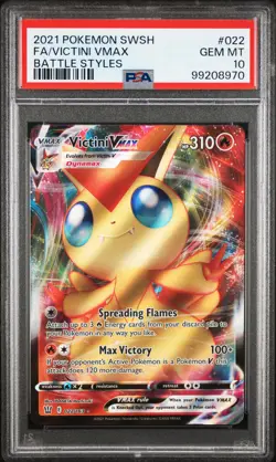 2021 POKEMON SWORD & SHIELD BATTLE STYLES #022 FULL ART/VICTINI VMAX PSA 10 - Image 1