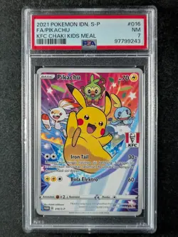 2021 Pokemon PIKACHU 016/S-P KFC Chaki Kids Meal Promo | Indonesian (A) PSA 7 - Image 1