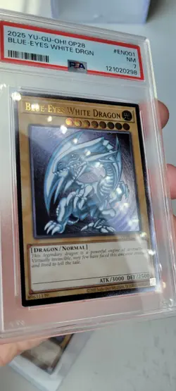 Yu-Gi-Oh! PSA 7 Blue-Eyes White Dragon OP28-EN001 Ultimate Rare NM - Image 4