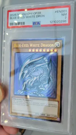 Yu-Gi-Oh! PSA 7 Blue-Eyes White Dragon OP28-EN001 Ultimate Rare NM - Image 5