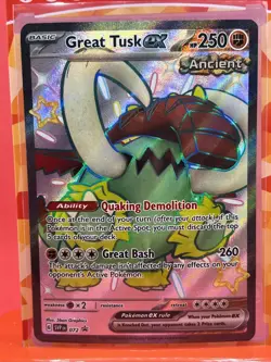 Great Tusk ex 072 Full Art Promo Paldean Fates Pokemon Trading Card Game NM - Image 1