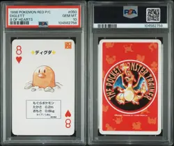 1996 POKEMON RED VERSION PLAYING CARDS 050 DIGLETT 8 OF HEARTS GEM MINT 10 - Image 3
