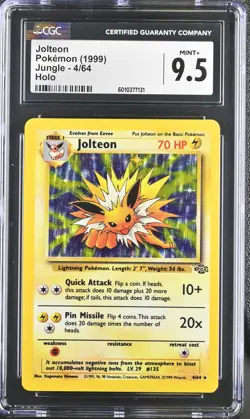 CGC 9.5 MINT+ Jolteon 1999 Jungle 4/64 Holo Pokemon Card psa - Image 1