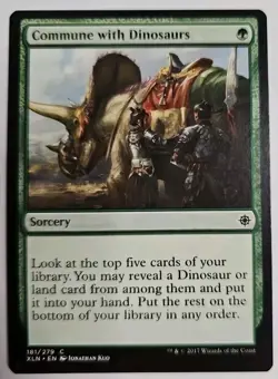 MTG Magic The Gathering Card Commune with Dinosaurs Sorcery Green Ixalan 2017 - Image 1
