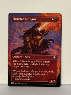 Flametongue Kavu (Borderless) U Dominaria Remastered 432 NM MTG Magic Fast Ship - Image 1