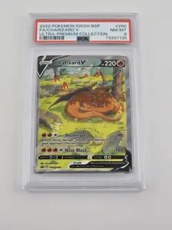 2022 POKEMON SWSH BLACK STAR PROMO #260 FULL ART/CHARIZARD V PSA 8 Ultra Premium - Image 1