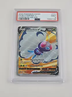2020 Pokemon Darkness Ablaze 177/189 Full Art Butterfree V PSA 9 Mint - Image 1