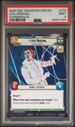 2024 Star Wars Unlimited TCG Leia Organa Leader Card #276 Hyperspace PSA 9 POP1 - Image 1