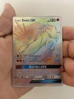 Entei GX (Secret) 74/73 - Rainbow Rare Full Art Burning Shadows Pokemon Card TCG - Image 1