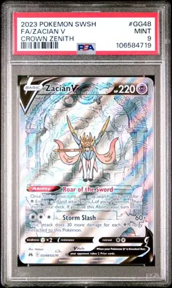 PSA 9 MINT Zacian V GG48 Galarian Gallery Holo Crown Zenith Pokemon Card 2023 - Image 1