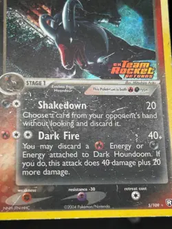 Dark Houndoom Reverse Holo 5/109 Team Rocket Returns Pokemon Card 2004 Stamped - Image 2
