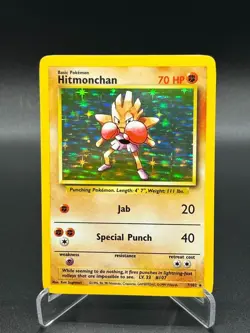 Hitmonchan 7/102 Holo Rare Base Set English Pokemon Card WoTC 1999 - Image 1