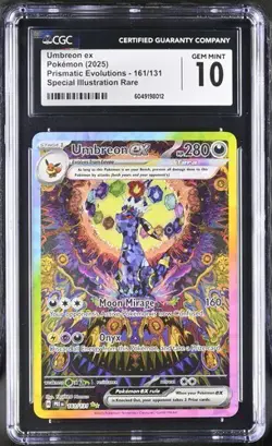 CGC 10 GEM MINT Umbreon ex 161/131 SIR Prismatic Evolutions Pokemon Card - Image 1