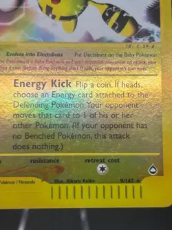 Elekid Reverse Holo 9/147 Aquapolis English Pokemon Card WoTC E-Reader - Image 2