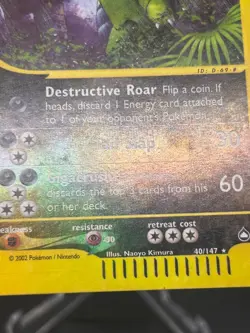 Tyranitar Reverse Holo 40/147 Aquapolis English Pokemon Card WoTC E-Reader - Image 4
