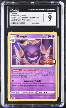 CGC 9 MINT Gengar Holo SWSH241 Prerelease Lost Origin Pokemon Card 2022 - Image 1