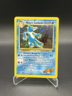 Misty's Golduck Holo 12/132 Gym Challenge Pokemon Card 2000 Swirl - Image 1