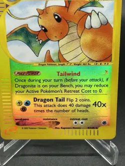 Dragonite Reverse Holo 9/165 Expedition Pokemon Card 2002 LP WoTC - Image 2