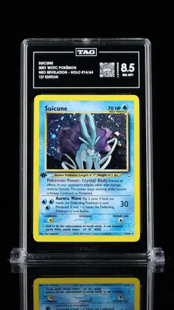 TAG 8.5 NM-MT+ Suicune Holo 14/64 1st Edition Neo Revelation Pokemon Card 2001 - Image 1