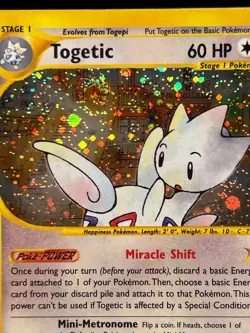 Togetic Holo Rare H27/H32 Aquapolis WoTC Pokemon Card 2002 E-Reader Swirl - Image 4