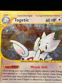 Togetic Holo Rare H27/H32 Aquapolis WoTC Pokemon Card 2002 E-Reader Swirl - Image 5