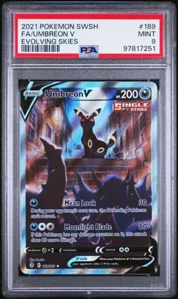 PSA 9 MINT Umbreon V Alt Art 189/203 Evolving Skies Pokemon Card 2021 - Image 1